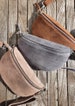 Belly Bag Suede Leather Shoulder Bag Crossbody Bag Belt Bag Silver Details 