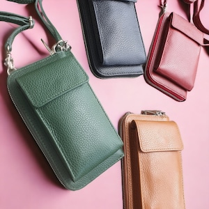 Mobile phone bag wallet 2 in 1 crossbody bathroom handbag shoulder bag genuine leather bag image 1