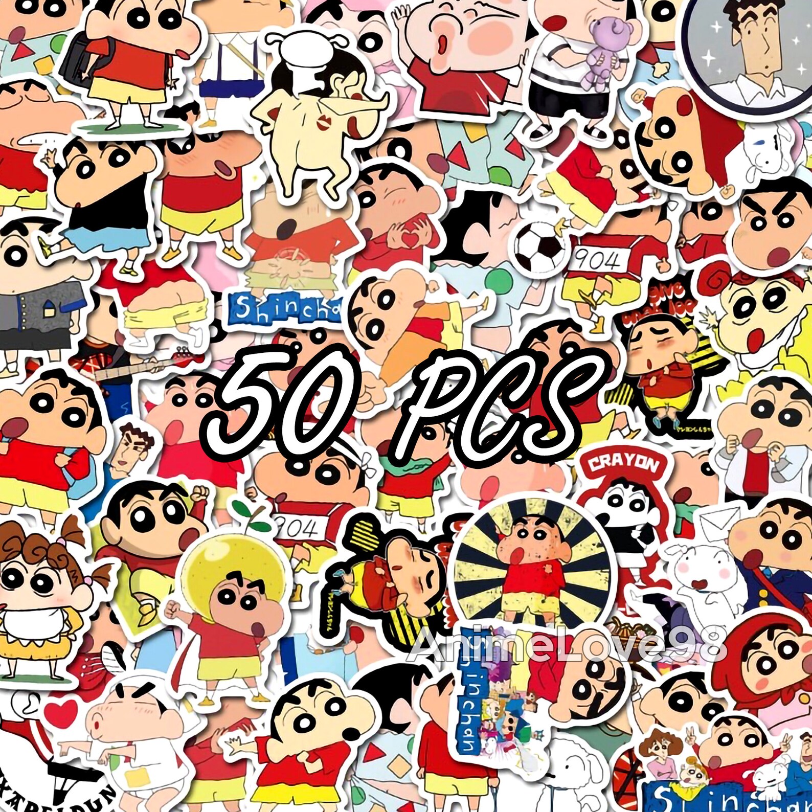 50 Pcs Shin Chan Stickers Pack Waterproof Cute Anime Manga Etsy