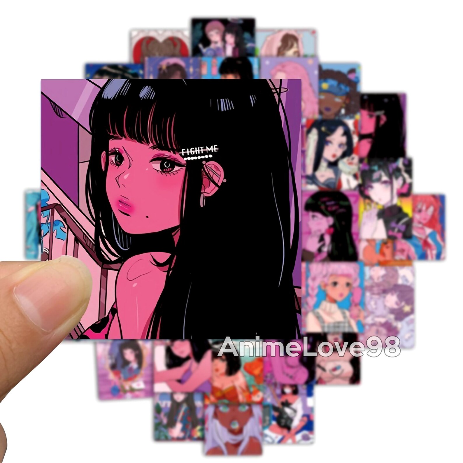 Pcs Aesthetic Girl Stickers Pack Waterproof Anime Manga Etsy