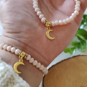 Tasbih bracelet 33 beads, Personalized key ring, women&#39;s tasbih - gold, prayer beads, Umra eid, Ramadan gift, moon