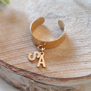 Anillo inicial de acero inoxidable personalizado, anillo con dije de letra impermeable, historia de amor del día de San Valentín, regalo del día de la madre para ella