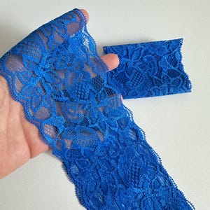 elastic lace headband with flowers, vintage hairstyle, wedding hair accessory, personalized Bleu roi