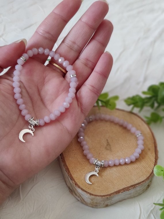 Tasbih / Chapelet Musulman 33 Perles Rose Lilas Avec Lune Dorée - Cadeau Ramadan Ou Eid, Neuf Sans Emballage