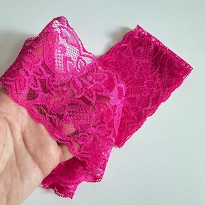 elastic lace headband with flowers, vintage hairstyle, wedding hair accessory, personalized Rose Framboise