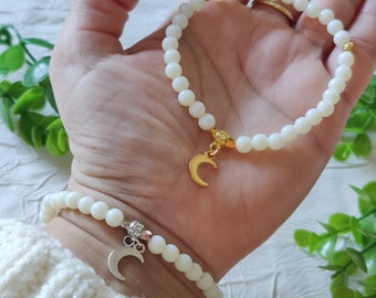 Bracelet Tasbih 33 perles personnalisable, tasbih femme - doré, argenté, 33 perles, perles de prière, cadeau eid ramadan, lune