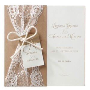 Hochzeitseinladung  BoHo Vintage Kraftpapier Spitze Rustikal (EX 620.032)