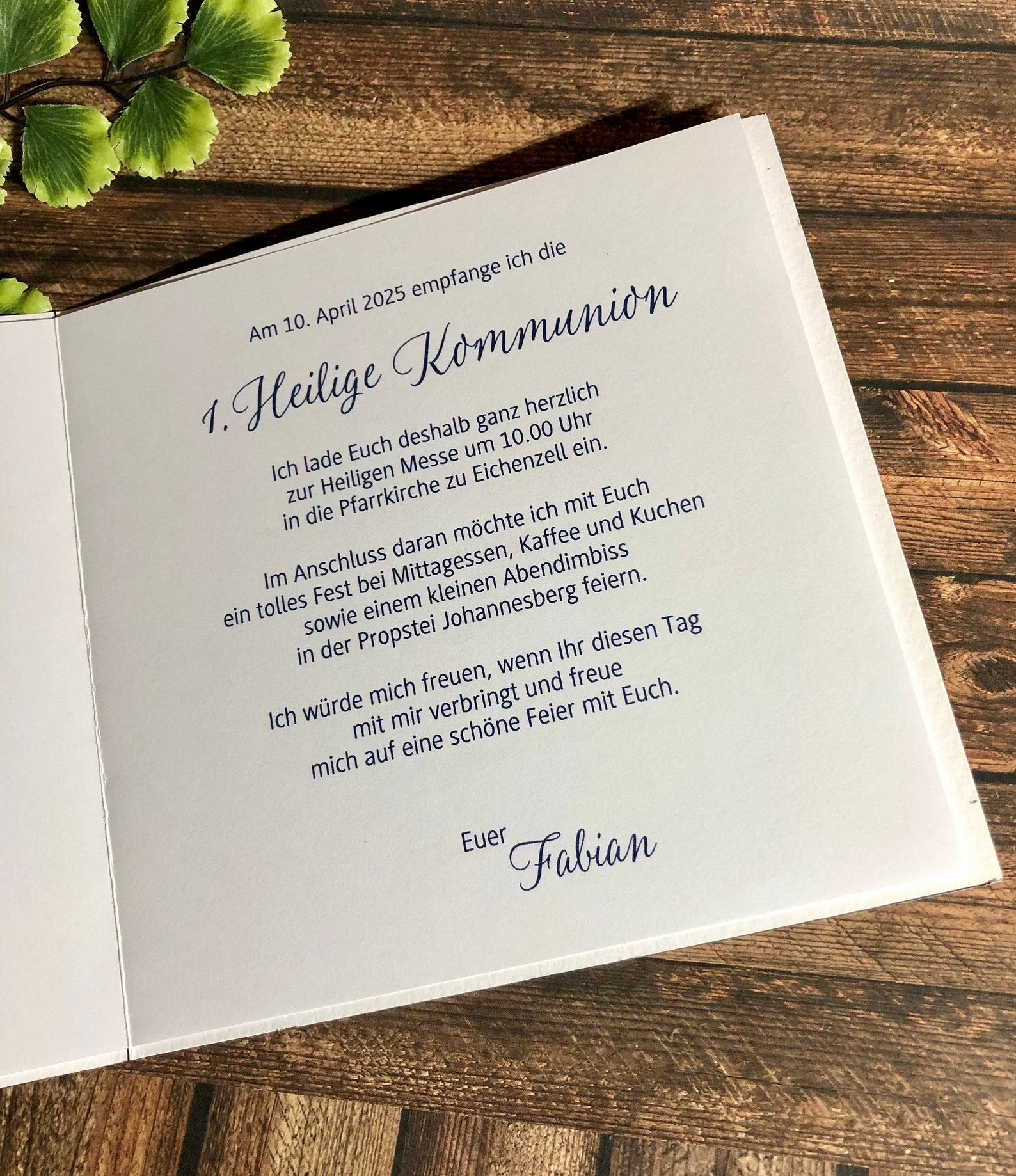 Einladungskarte / Einladung Kommunion / Kommunioneinladung Etsy.de
