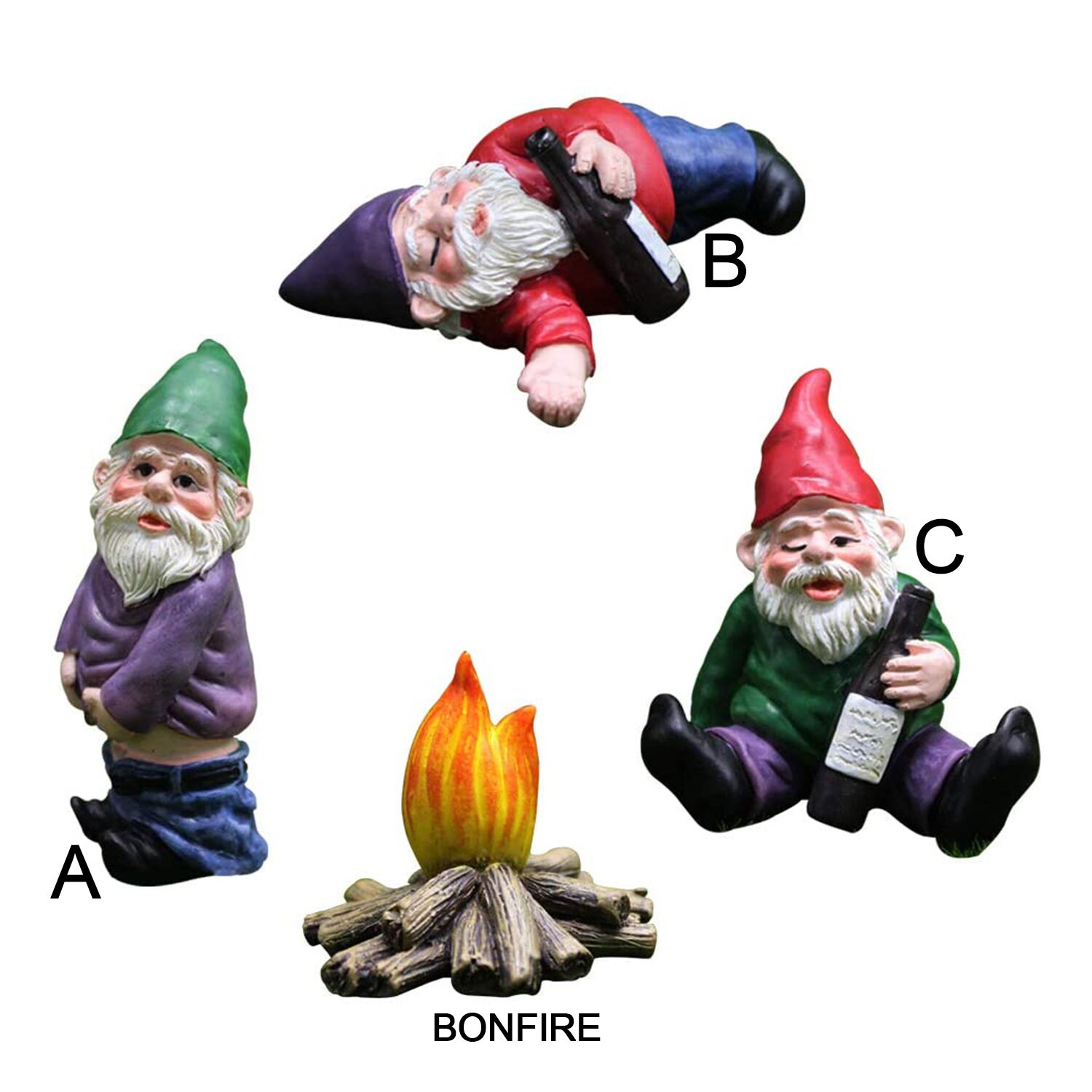 FULL SET Resin Drunk Gnome resin gnome statue Funny Yard | Etsy