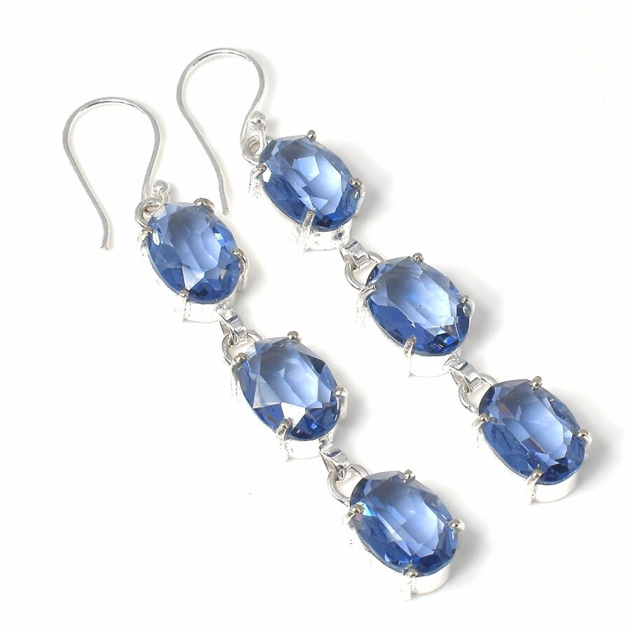 Blue Tanzanite Earrings 925 Silver plated Earrings Handmade | Etsy