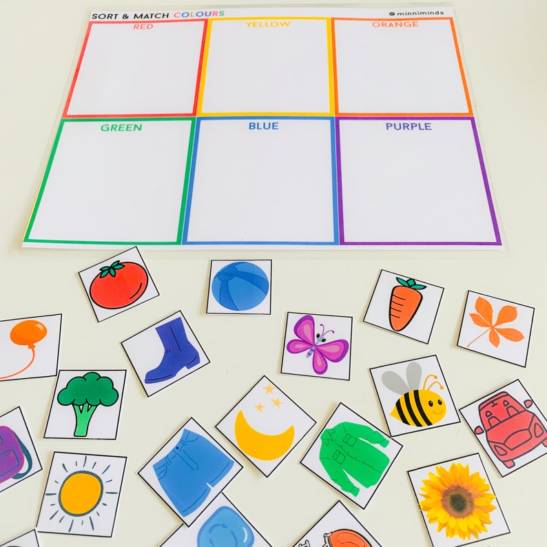 Sort by Color Printable Worksheet Learn colours Printable | Etsy