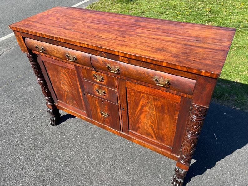 Antique Federal Period Mahagony Paw Foot Sideboard c. 1830 image 7