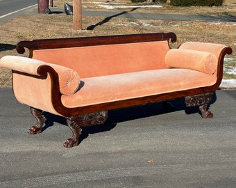 Antique Federal Mahogany Paw Foot Sofa c. Early 19th Century