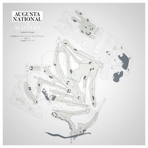Augusta National, The Masters, Hand Illustrated Golfplatz Karte (Digital)