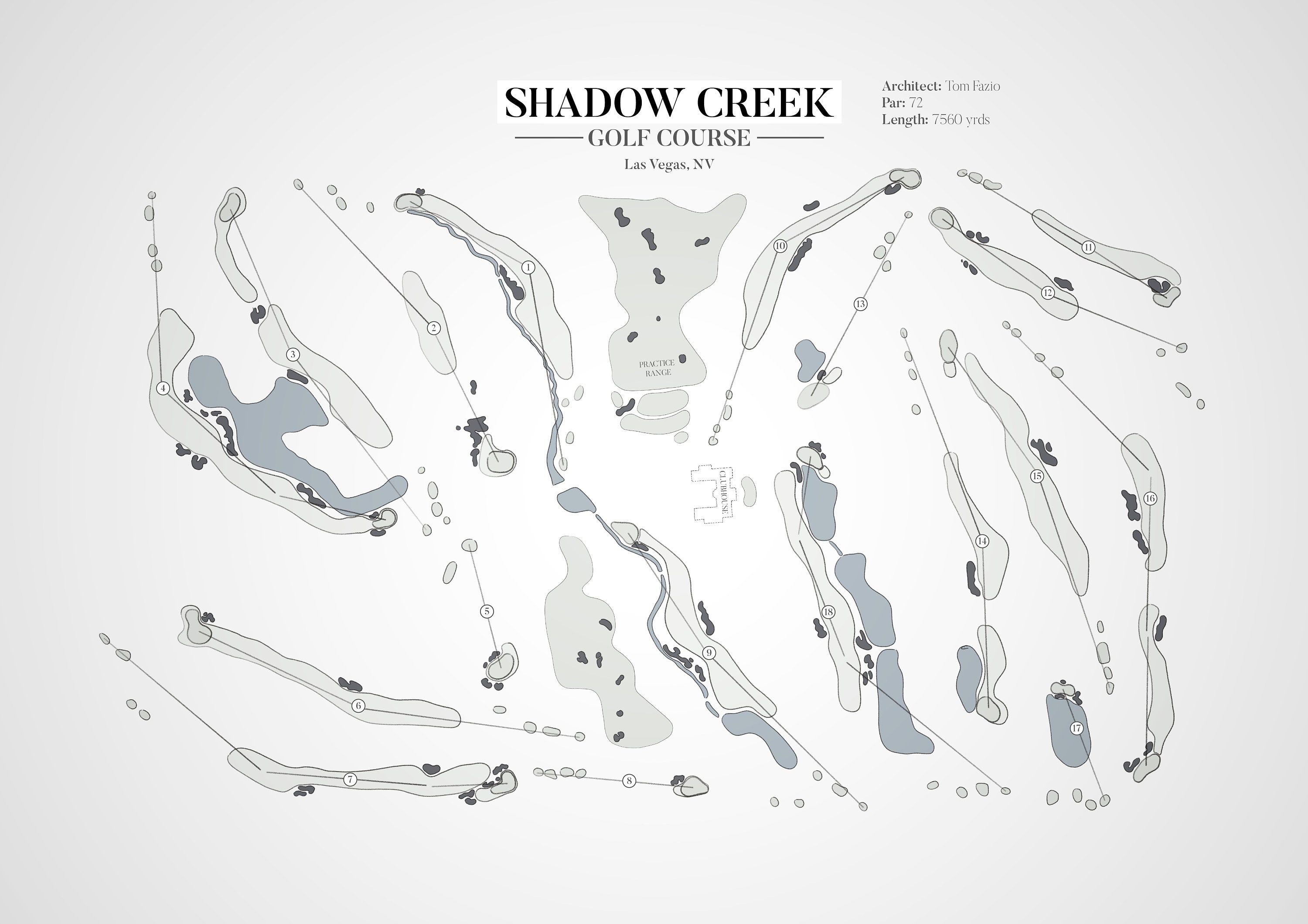 Shadow Creek Golf Club Hand Illustrated Golf Course Map Etsy Nederland