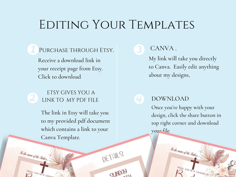 Baptism Christening Baby Girl Invitation & Itinerary Christian Baby