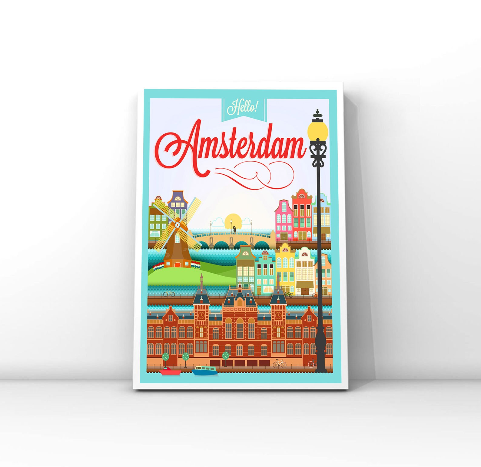 Amsterdam Travel Print Amsterdam Poster Unique Wallart Etsy