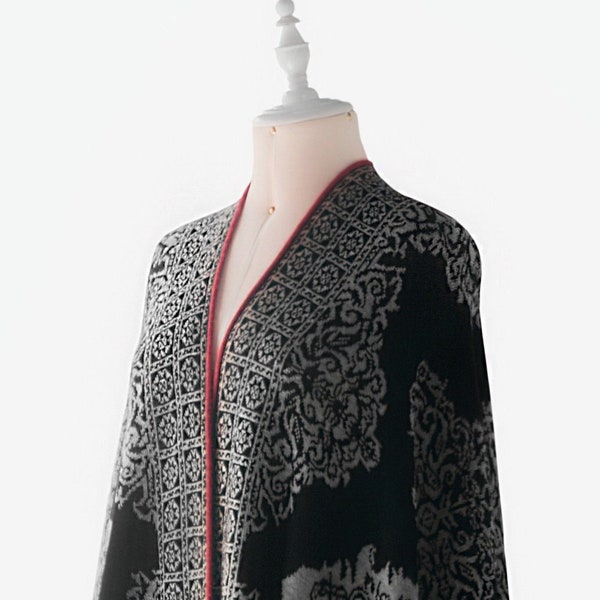 Baby Alpaca Jacquard Ruana | Reversible Peruvian Shawl