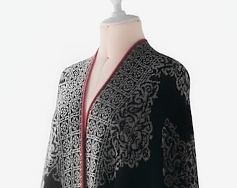 Baby Alpaca Jacquard Ruana | 100% Baby Alpaca  | Lightweight Jacquard Reversible Shawl  | Luxury Peruvian Handmade Poncho