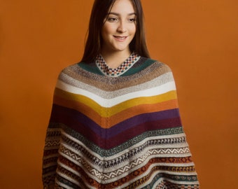 ALPACA PONCHO | Genuine Alpaca Wool Poncho | Handcrafed Peruvian Design Alpaca Poncho for Woman