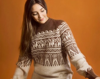 Pull en alpaga fait main | Design andin, unisexe