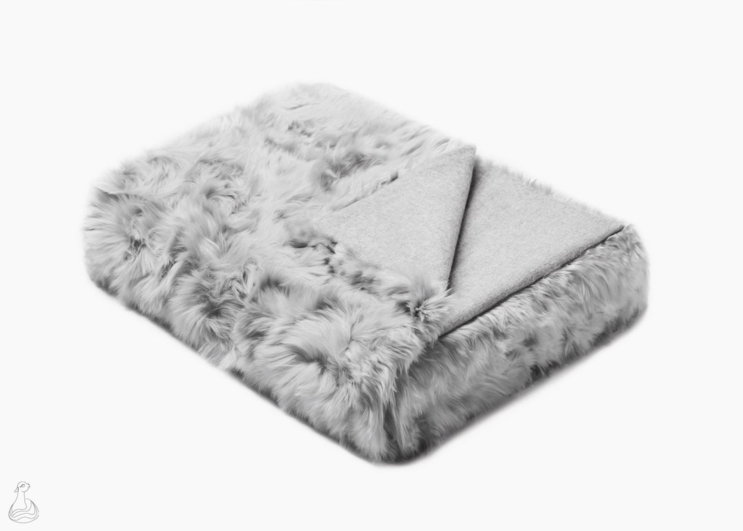Baby Alpaca Fur Throw Genuine Suri Alpaca Fur Blanket Enchanting Silver