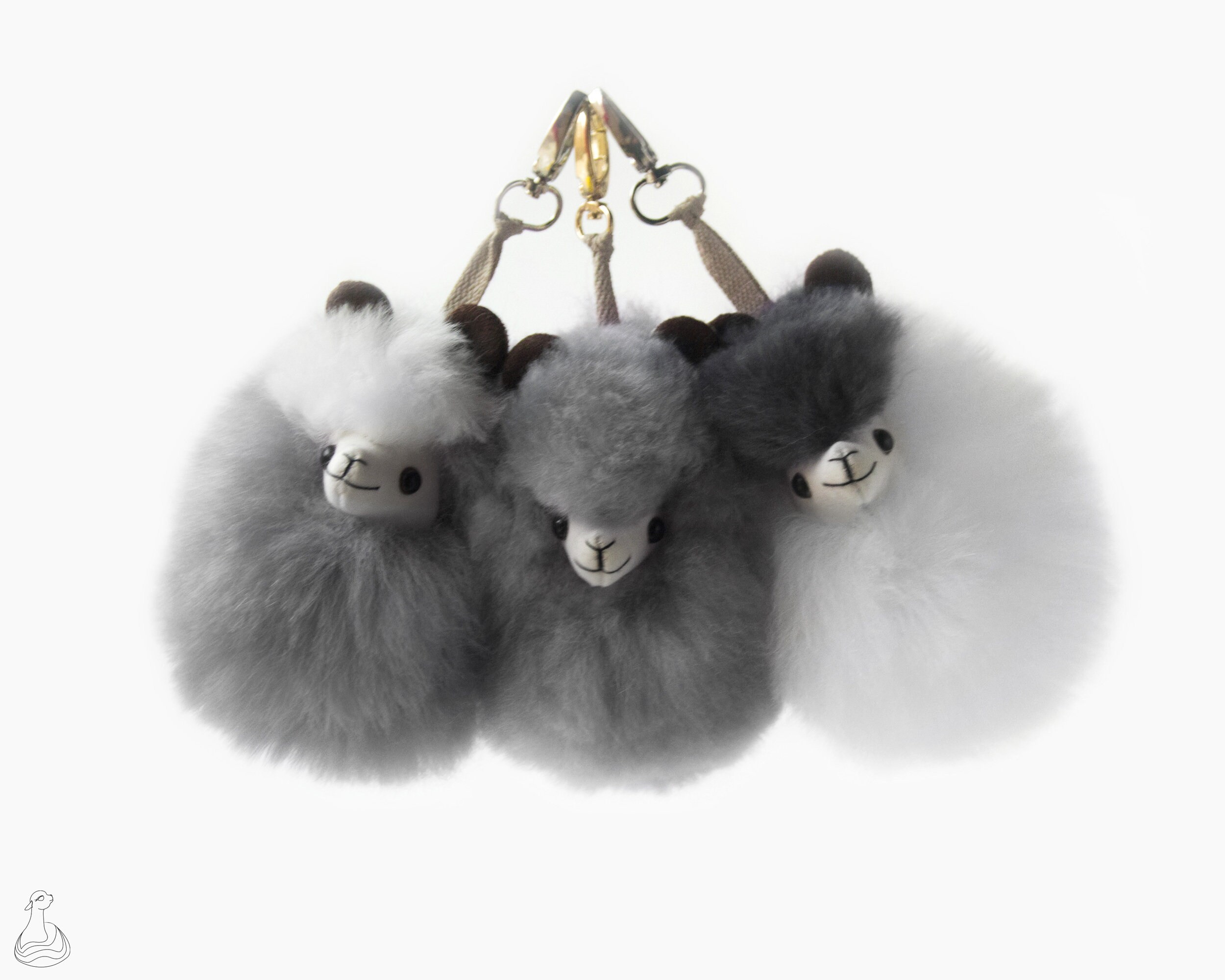 INCT Alpaca Fuzzball Keychain Assorted Greys