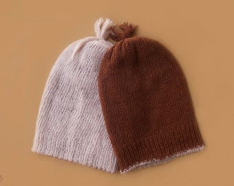 Soft Baby Alpaca Reversible Chullo Beanie Gray Brown Unisex  display picture 2