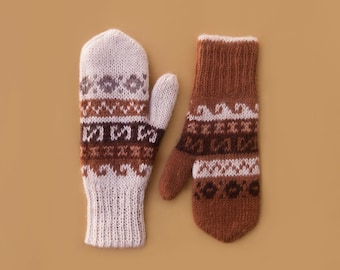 Alpaca Mittens | Double-Level Reversible Mittens | Artisan Carding Hand-Knitted Alpaca Winter Gloves | Eco-Friendly & Fair Trade