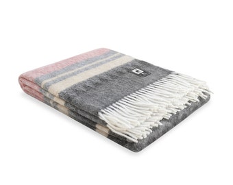 Luxus Alpaka Merino Wolle Decke | TUMI Geometrisches Fransen Design