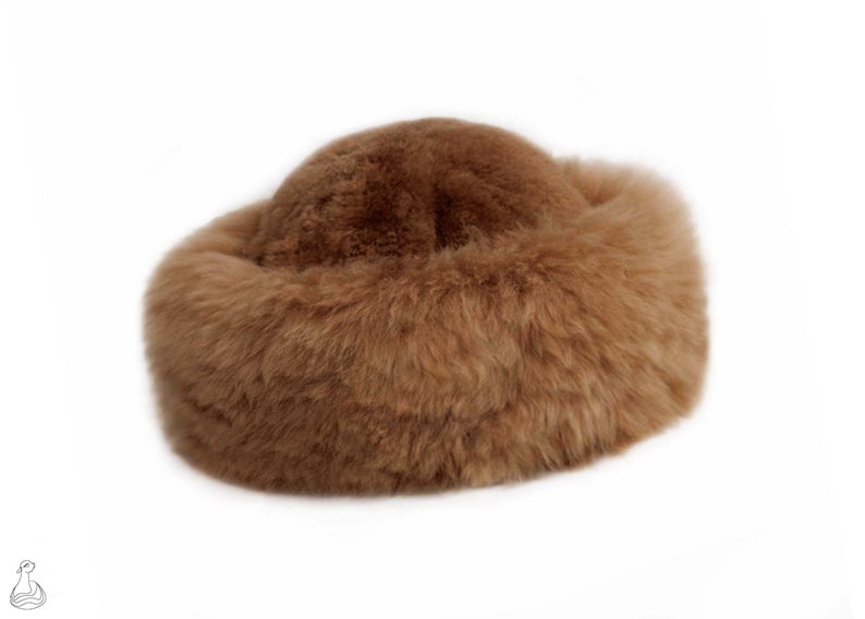 Baby Alpaca Fur Hat Handcrafted Genuine Baby Alpaca Extra Fine Fur Luxury Baby Alpaca Fur Hat for Woman Golden Brown