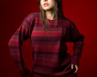 Maglione in alpaca fatto a mano / Pullover girocollo in lana peruviana