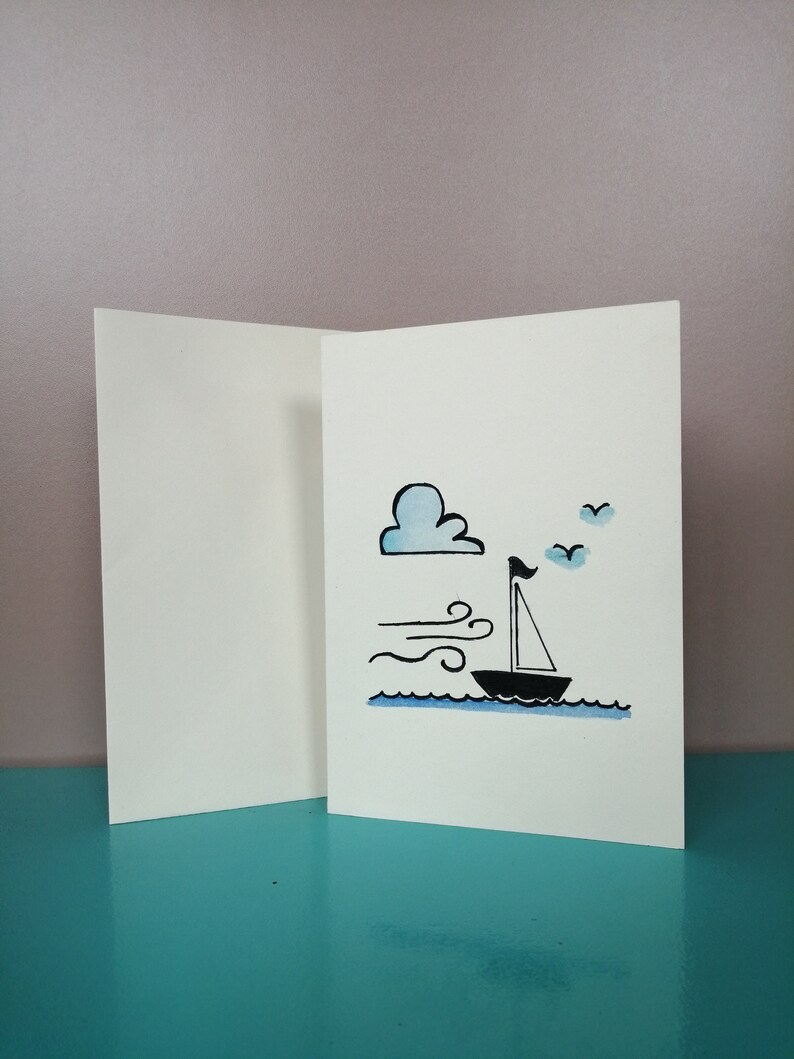 Birthday Card Sailing Boat Greeting Card Greeting Card | Etsy