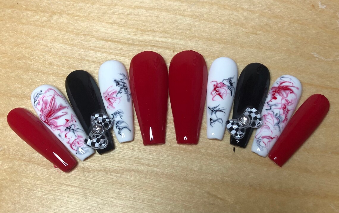 Full acrylic press on nails Etsy