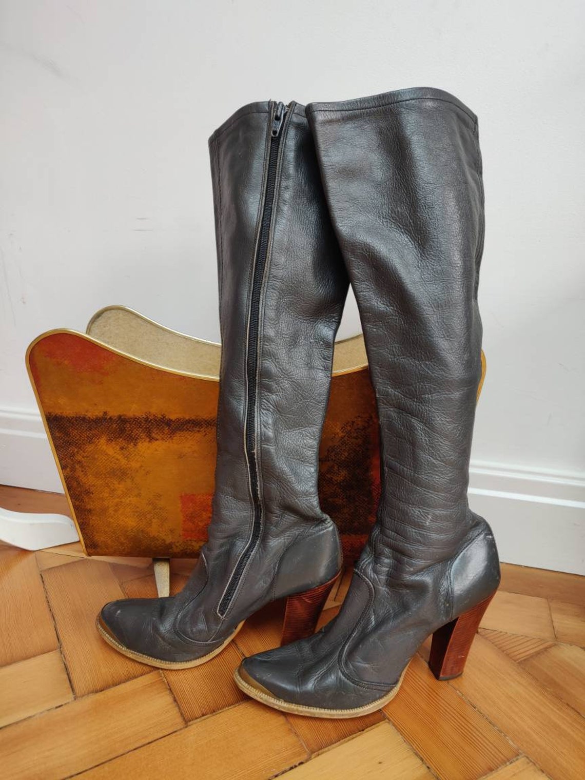 70s knee high platform boots