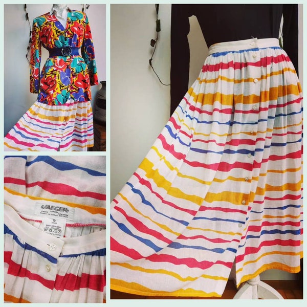 Summer vintage Jaeger skirt. Rainbow stripe size 8.