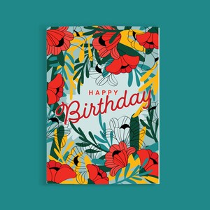 Papoilas, florais, divertidas, aniversário, para um amigo, colega, feliz aniversário, sem gênero, em branco, cartão "Feliz Aniversário"