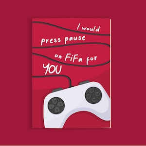 Saint-Valentin drôle, pour elle, pour lui, joueur, Saint-Valentin, anniversaire, couples, objectifs relationnels, carte « Je ferais une pause sur Fifa pour vous »