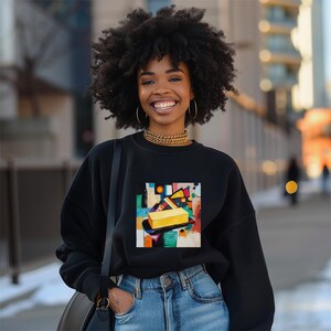 Sudadera artística de cuello redondo: sudadera gráfica para amantes del arte, prenda acogedora, regalo perfecto para cumpleaños, festividades y decoración del hogar.