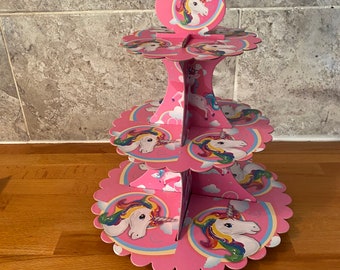 Produktbild von NEW 3 Tier Unicorn Kids Party Birthday Cupcake Stand Muffincake