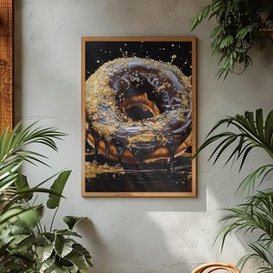 Vergoldeter Genuss: Schoko-Donut Kunstdruck