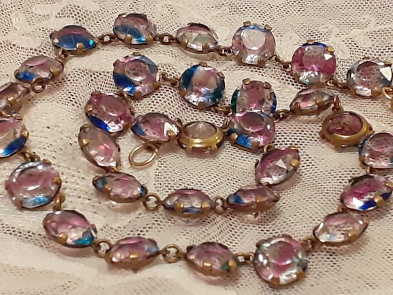 1930s Vintage Art Deco Czech Bezel Setting Iris Gl
