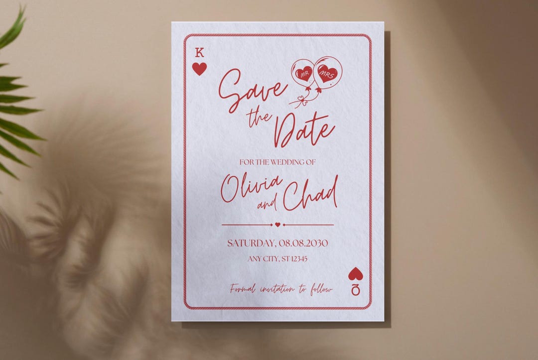 Playing Card Wedding Invitation Set With Save the Date and