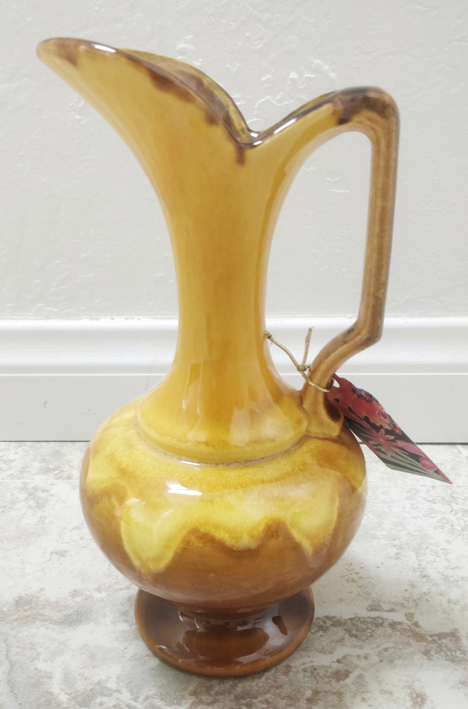 Vintage 1970's Haeger Ombre Yellow Pitcher Vase Boho Etsy