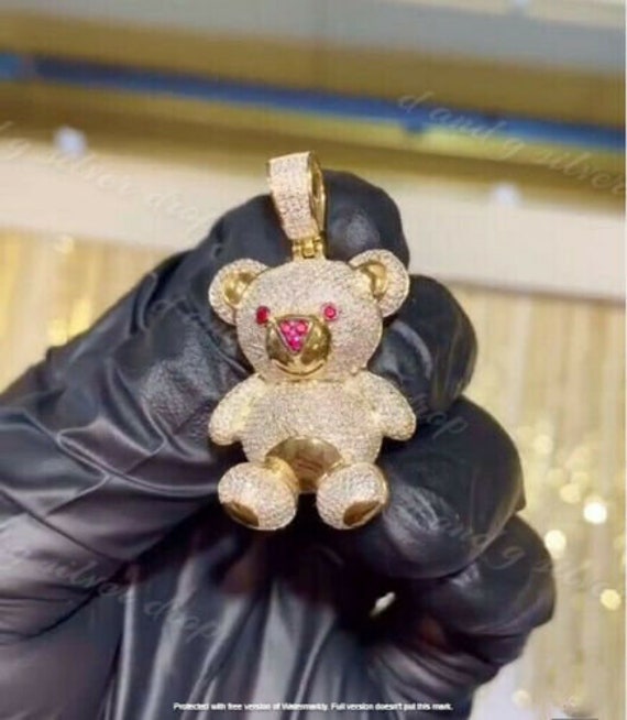 14k Gold Over Diamond Teddy Bear 