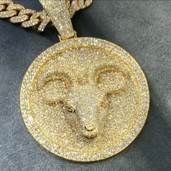 14k Gold Over Diamond Hip Hop Pendant 
