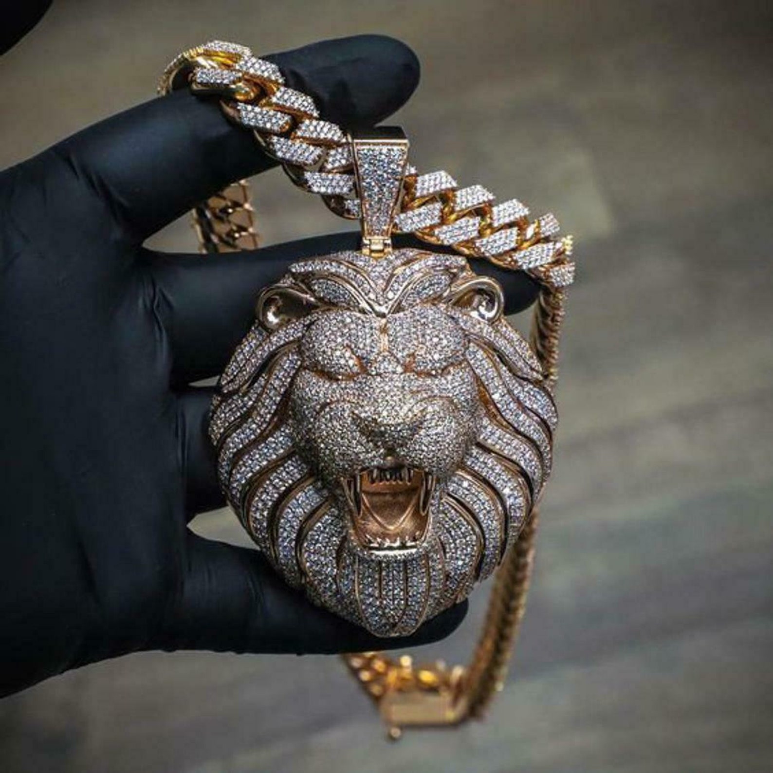 With Out Chain 14k or sur Diamond Hip Hop Pendentif Diamond Etsy