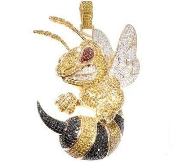 14k Gold Over Diamond Hip Hop Pendant 