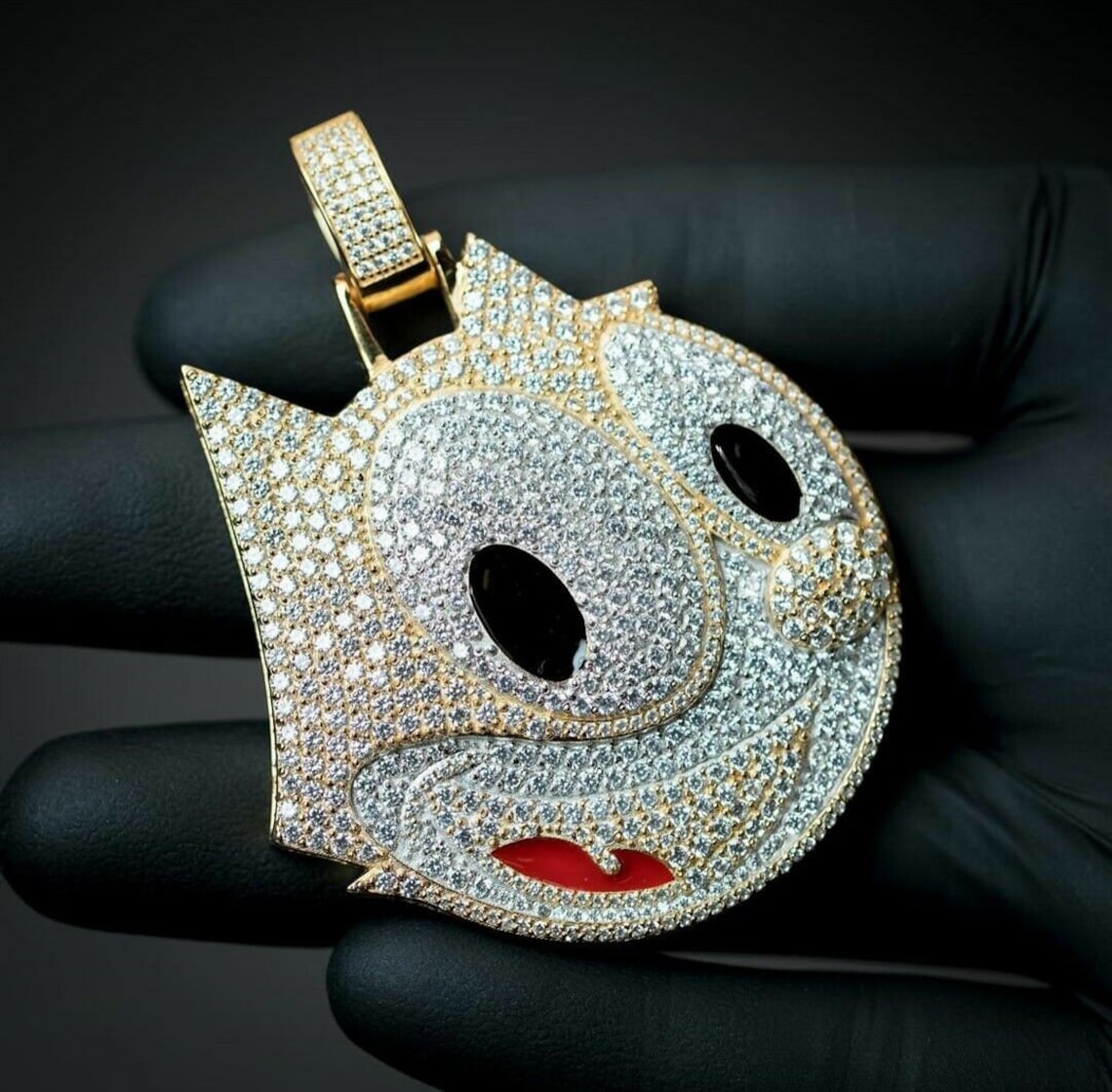 14k gold over diamond unique mens pendant Hip Hop pendant Etsy