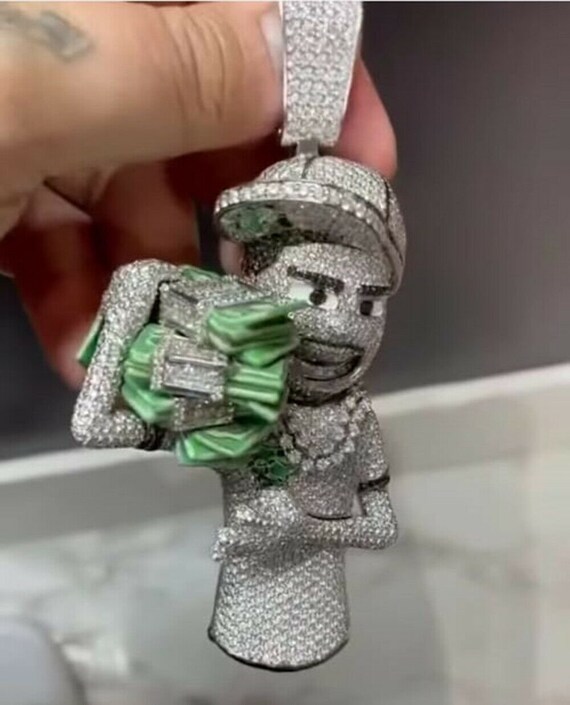 14k Gold Over Diamond Cartoon Pendant 